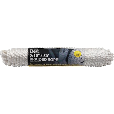 All-Source 5/16 In. x 50 Ft. White Braided Nylon Packaged Rope 721892